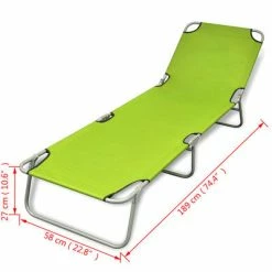 VidaXL Chaise longue pliable Acier enduit de poudre Vert pomme -Bains de soleil Soldes image 6 41480