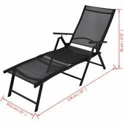 VidaXL Chaise longue pliable Aluminium Noir 13 VidaXL Chaise longue pliable Aluminium Noir -Bains de soleil Soldes image 6 41741