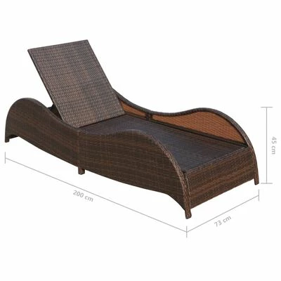 VidaXL Chaise longue avec coussin Résine tressée Marron 8 VidaXL Chaise longue avec coussin Résine tressée Marron – Image 6