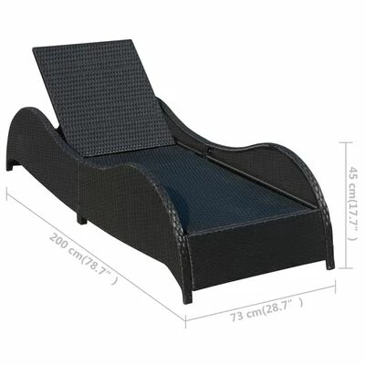 VidaXL Chaise longue avec coussin Résine tressée Noir 8 VidaXL Chaise longue avec coussin Résine tressée Noir – Image 6