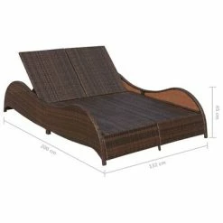 VidaXL Chaise longue double avec coussin Résine tressée Marron -Bains de soleil Soldes image 6 41976