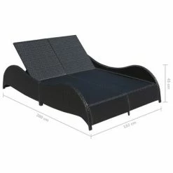 VidaXL Chaise longue double avec coussin Résine tressée Noir 13 VidaXL Chaise longue double avec coussin Résine tressée Noir -Bains de soleil Soldes image 6 41977