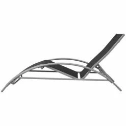 VidaXL Chaises longues et parasol Aluminium Noir -Bains de soleil Soldes image 6 42161
