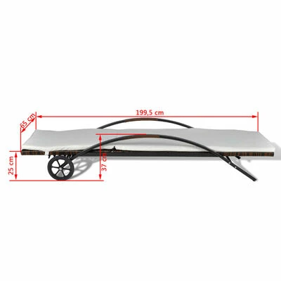 VidaXL Chaise longue avec coussin et roues Résine tressée Marron 8 VidaXL Chaise longue avec coussin et roues Résine tressée Marron – Image 6