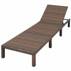 VidaXL Chaise longue avec coussin Résine tressée Marron -Bains de soleil Soldes image 6 42845