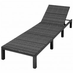 VidaXL Chaise longue avec coussin Résine tressée Noir -Bains de soleil Soldes image 6 42846
