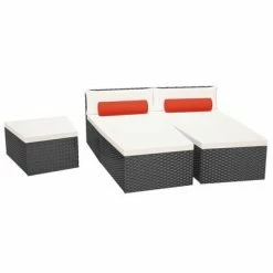 VidaXL Salon de jardin 5 pcs avec coussins Résine tressée Noir 13 VidaXL Salon de jardin 5 pcs avec coussins Résine tressée Noir -Bains de soleil Soldes image 6 42852