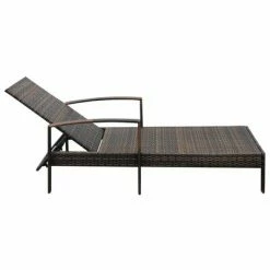 VidaXL Chaise longue avec coussin Résine tressée Marron -Bains de soleil Soldes image 6 42941