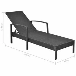 VidaXL Chaise longue avec coussin Résine tressée Noir -Bains de soleil Soldes image 6 42942