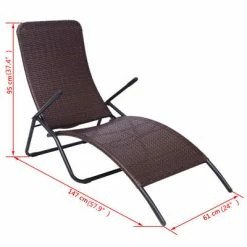 VidaXL Chaise longue pliable Rotin synthétique Marron 13 VidaXL Chaise longue pliable Rotin synthétique Marron -Bains de soleil Soldes image 6 42945