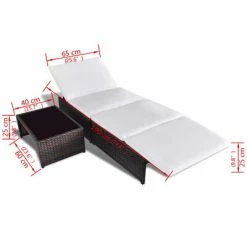VidaXL Chaises longues 2 pcs avec table Résine tressée Marron -Bains de soleil Soldes image 6 43068