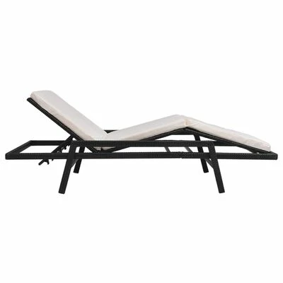 VidaXL Chaise longue avec coussin Résine tressée Noir 8 VidaXL Chaise longue avec coussin Résine tressée Noir – Image 6