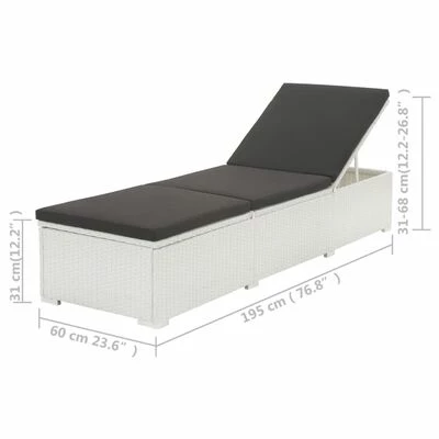 VidaXL Chaise longue avec coussin Résine tressée Blanc 8 VidaXL Chaise longue avec coussin Résine tressée Blanc – Image 6