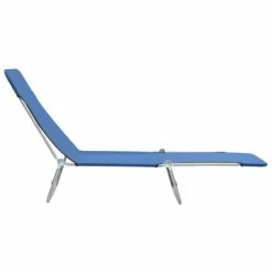 VidaXL Chaises longues pliables 2 pcs Acier et tissu Bleu -Bains de soleil Soldes image 6 44299