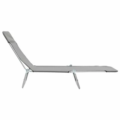 VidaXL Chaises longues pliables 2 pcs Acier et tissu Gris 8 VidaXL Chaises longues pliables 2 pcs Acier et tissu Gris – Image 6