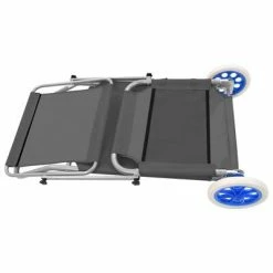 VidaXL Chaise longue pliable avec auvent et roues Acier Gris 13 VidaXL Chaise longue pliable avec auvent et roues Acier Gris -Bains de soleil Soldes image 6 44325