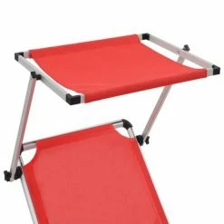 VidaXL Chaise longue pliable avec auvent Aluminium et textilène Rouge 13 VidaXL Chaise longue pliable avec auvent Aluminium et textilène Rouge -Bains de soleil Soldes image 6 44334