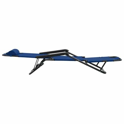 VidaXL Chaises longues pliables 2 pcs avec repose-pied Acier Bleu 8 VidaXL Chaises longues pliables 2 pcs avec repose-pied Acier Bleu – Image 6