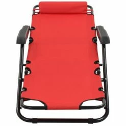 VidaXL Chaises longues pliables 2 pcs avec repose-pied Acier Rouge -Bains de soleil Soldes image 6 44344
