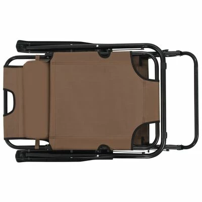 VidaXL Chaises longues pliables 2 pcs avec repose-pied Acier Marron 8 VidaXL Chaises longues pliables 2 pcs avec repose-pied Acier Marron – Image 6