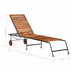 VidaXL Chaise longue avec pieds en acier Bois d'acacia massif -Bains de soleil Soldes image 6 44394