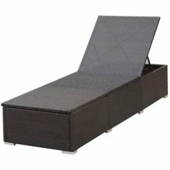 VidaXL Chaise longue avec coussin Résine tressée Marron -Bains de soleil Soldes image 6 44403