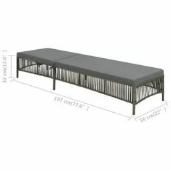 VidaXL Chaise longue avec coussin Résine tressée Gris -Bains de soleil Soldes image 6 44455