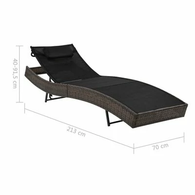 VidaXL Chaise longue avec oreiller Résine tressée Marron 8 VidaXL Chaise longue avec oreiller Résine tressée Marron – Image 6