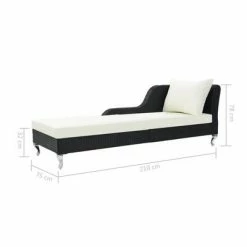 VidaXL Chaise longue avec coussin Résine tressée Noir 13 VidaXL Chaise longue avec coussin Résine tressée Noir -Bains de soleil Soldes image 6 44749