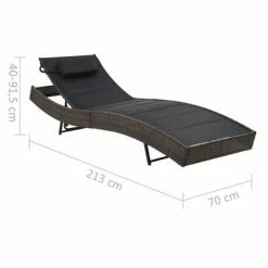 VidaXL Chaise longue Résine tressée et textilène Marron 13 VidaXL Chaise longue Résine tressée et textilène Marron -Bains de soleil Soldes image 6 44895