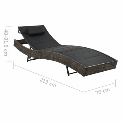 VidaXL Chaise longue Résine tressée et textilène Marron 8 VidaXL Chaise longue Résine tressée et textilène Marron – Image 6