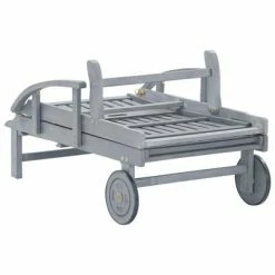 VidaXL Chaise longue de jardin Gris Bois d'acacia solide -Bains de soleil Soldes image 6 45939