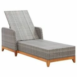 VidaXL Chaise longue Résine tressée et bois d'acacia massif Gris 13 VidaXL Chaise longue Résine tressée et bois d'acacia massif Gris -Bains de soleil Soldes image 6 46013