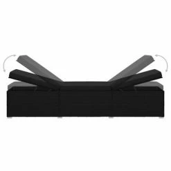 VidaXL Chaise longue avec coussin Résine tressée Noir 13 VidaXL Chaise longue avec coussin Résine tressée Noir -Bains de soleil Soldes image 6 46221