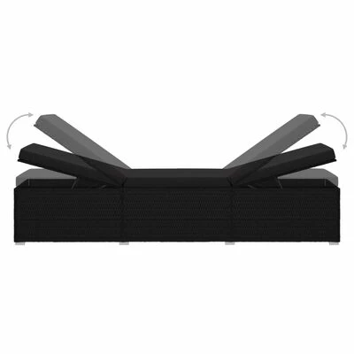 VidaXL Chaise longue avec coussin Résine tressée Noir 8 VidaXL Chaise longue avec coussin Résine tressée Noir – Image 6