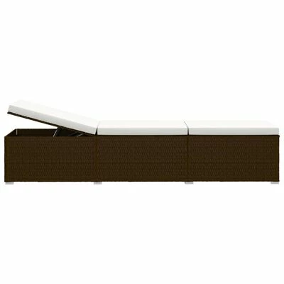 VidaXL Chaise longue avec coussin et table à thé Résine tressée Marron 8 VidaXL Chaise longue avec coussin et table à thé Résine tressée Marron – Image 6