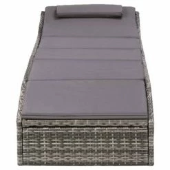 VidaXL Transat avec coussin Résine tressée Gris -Bains de soleil Soldes image 6 46540