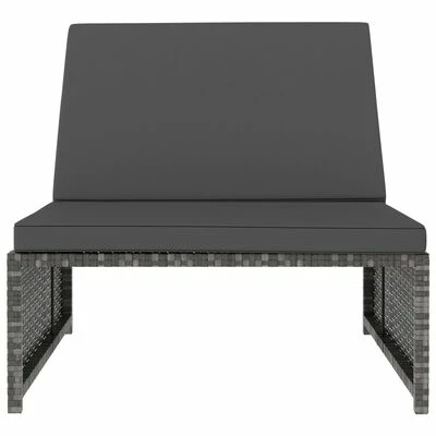 VidaXL Chaises longues 2 pcs avec table Résine tressée Gris 8 VidaXL Chaises longues 2 pcs avec table Résine tressée Gris – Image 6