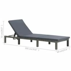 VidaXL Chaise longue avec coussin Résine tressée Anthracite 13 VidaXL Chaise longue avec coussin Résine tressée Anthracite -Bains de soleil Soldes image 6 47752