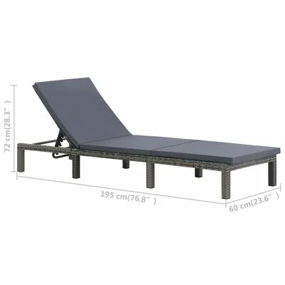 VidaXL Chaise longue avec coussin Résine tressée Anthracite 8 VidaXL Chaise longue avec coussin Résine tressée Anthracite – Image 6