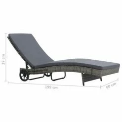 VidaXL Chaise longue avec roues et coussin Résine tressée Anthracite 13 VidaXL Chaise longue avec roues et coussin Résine tressée Anthracite -Bains de soleil Soldes image 6 47753