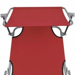VidaXL Chaise longue pliable avec auvent Rouge Aluminium 13 VidaXL Chaise longue pliable avec auvent Rouge Aluminium -Bains de soleil Soldes image 6 47771