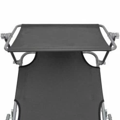 VidaXL Chaise longue pliable avec auvent Gris Aluminium 13 VidaXL Chaise longue pliable avec auvent Gris Aluminium -Bains de soleil Soldes image 6 47772