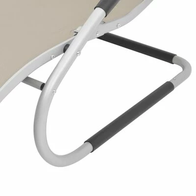 VidaXL Chaise longue avec oreiller Aluminium et textilène Crème 8 VidaXL Chaise longue avec oreiller Aluminium et textilène Crème – Image 6