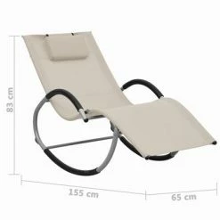 VidaXL Chaise longue avec oreiller Crème Textilène 13 VidaXL Chaise longue avec oreiller Crème Textilène -Bains de soleil Soldes image 6 47789