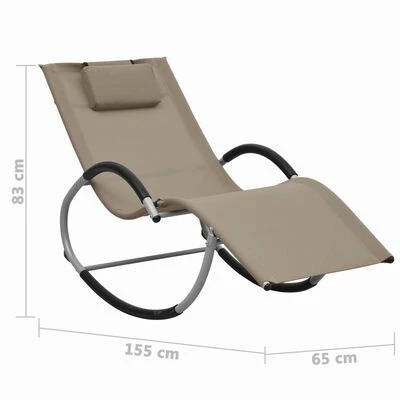 VidaXL Chaise longue avec oreiller Taupe Textilène 8 VidaXL Chaise longue avec oreiller Taupe Textilène – Image 6