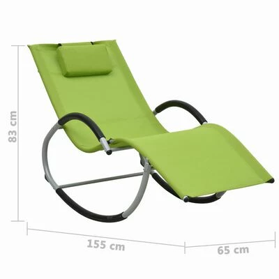 VidaXL Chaise longue avec oreiller Vert Textilène 8 VidaXL Chaise longue avec oreiller Vert Textilène – Image 6