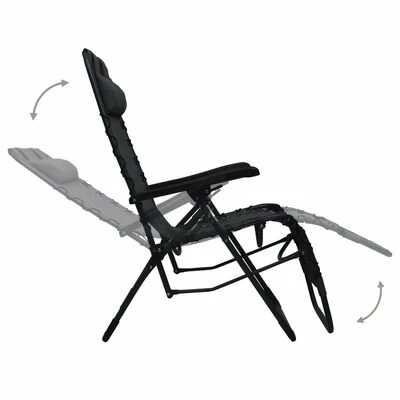 VidaXL Chaise pliable de terrasse Noir Textilène 8 VidaXL Chaise pliable de terrasse Noir Textilène – Image 6