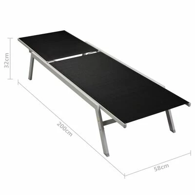 VidaXL Chaises longues 2 pcs avec table Acier et textilène Noir 8 VidaXL Chaises longues 2 pcs avec table Acier et textilène Noir – Image 6