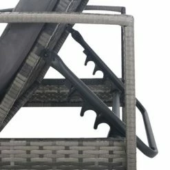 VidaXL Chaise longue avec accoudoirs Résine tressée Gris -Bains de soleil Soldes image 6 48126